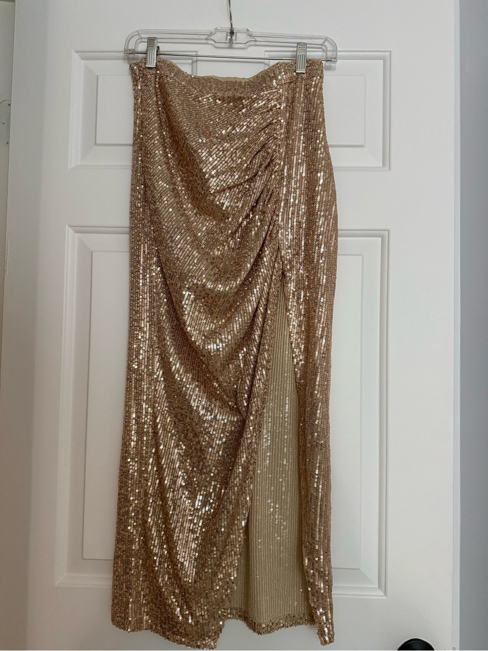 NWOT Champagne Sequin Draped Skirt - Women